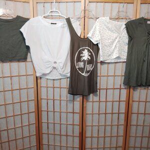 LOT OF 5/$20 WOMENS TOPS SHIRTS TANKS HOLLISTER WILD FABLE ROMWE MONO B~SIZE S